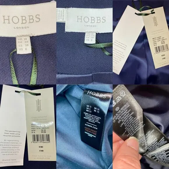 Hobbs London Ebony Navy Blue Camel Ivory Dress Blazer Set Womens - Picture 14 of 16